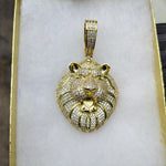 14K gold plated iced out Lion pendant