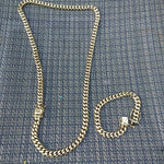 14k Goldplated 8mm Flat Cuban link Chain and bracelet  set Special