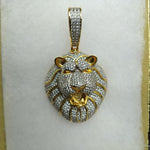 14K gold plated iced out Lion pendant