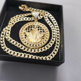 14k Gold Filled 5mm Diamond cut Cuban Link Chain and Pendant