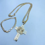 14k Gold Filled 6mm Cuban Link Chain Bracelet and Pendant Set