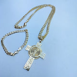 14k Gold Filled 6mm Cuban Link Chain Bracelet and Pendant Set