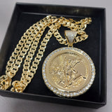 14k Gold Filled 5mm Diamond cut Cuban Link Chain and Pendant