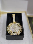 14K gold plated iced out Circle Cuban link pendant