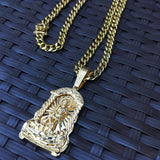 14k 8mm Gold Plated Cuban link Chain and Pendant
