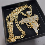 14k Gold Filled 5mm Diamond cut Cuban Link Chain and Pendant