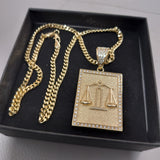 14k Gold Filled 4mm Cuban Link Chain and Pendant
