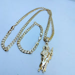 14k Gold Filled 6mm Cuban Link Chain Bracelet and Pendant Set