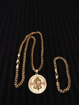 14k 6mm Gold Plated Cuban link Chain bracelet and Pendant