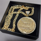 14k Gold Filled 5mm Diamond cut Cuban Link Chain and Pendant