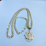 14k Gold Filled 6mm Cuban Link Chain Bracelet and Pendant Set