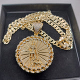 14k Gold Filled 5mm Diamond cut Cuban Link Chain and Pendant