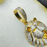 14K gold plated iced out Lion pendant