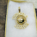 14K gold plated World is Mine pendant