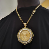 14k 6mm Gold Plated Cuban link Chain and Pendant