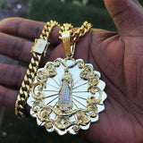 14k 8mm Gold Plated Cuban link Chain and Pendant
