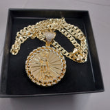 14k Gold Filled 5mm Diamond cut Cuban Link Chain and Pendant