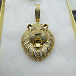 14K gold plated iced out Lion pendant