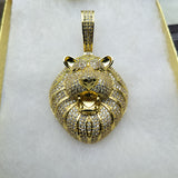 14K gold plated iced out Lion pendant