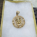 14K gold plated Jesus pendant cz diamond