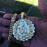 14k 8mm Gold Plated Cuban link Chain and Pendant