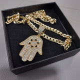 14k Gold Filled 5mm Diamond cut Cuban Link Chain and Pendant