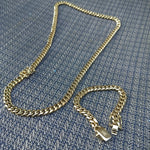 14k Goldplated 8mm Flat Cuban link Chain and bracelet  set Special