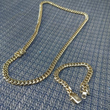 14k Goldplated 8mm Flat Cuban link Chain and bracelet  set Special
