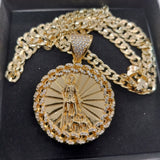 14k Gold Filled 5mm Diamond cut Cuban Link Chain and Pendant