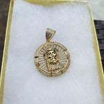 14K gold plated Jesus pendant cz diamond