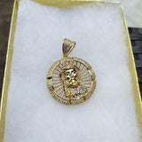 14K gold plated Jesus pendant cz diamond