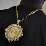 14k 6mm Gold Plated Cuban link Chain and Pendant