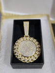 14K gold plated iced out Circle Cuban link pendant
