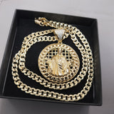 14k Gold Filled 5mm Diamond cut Cuban Link Chain and Pendant
