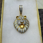 14K gold plated iced out Lion pendant