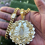 14k 8mm Gold Plated Cuban link Chain and Pendant