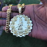 14k 8mm Gold Plated Cuban link Chain and Pendant