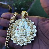 14k 8mm Gold Plated Cuban link Chain and Pendant