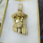 14K gold plated Jesus pendant cz diamond
