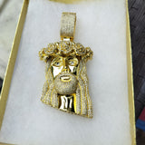 14K gold plated Jesus pendant cz diamond