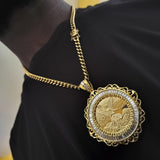 14k 6mm Gold Plated Cuban link Chain and Pendant