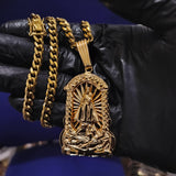 14k 6mm Gold Plated Cuban link Chain and Pendant