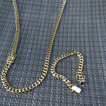 14k Goldplated 8mm Flat Cuban link Chain and bracelet  set Special