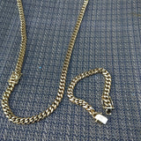 14k Goldplated 8mm Flat Cuban link Chain and bracelet  set Special
