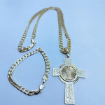 14k Gold Filled 6mm Cuban Link Chain Bracelet and Pendant Set