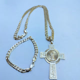 14k Gold Filled 6mm Cuban Link Chain Bracelet and Pendant Set