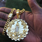 14k 8mm Gold Plated Cuban link Chain and Pendant