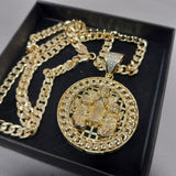 14k Gold Filled 5mm Diamond cut Cuban Link Chain and Pendant