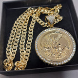 14k Gold Filled 5mm Diamond cut Cuban Link Chain and Pendant