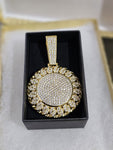14K gold plated iced out Circle Cuban link pendant